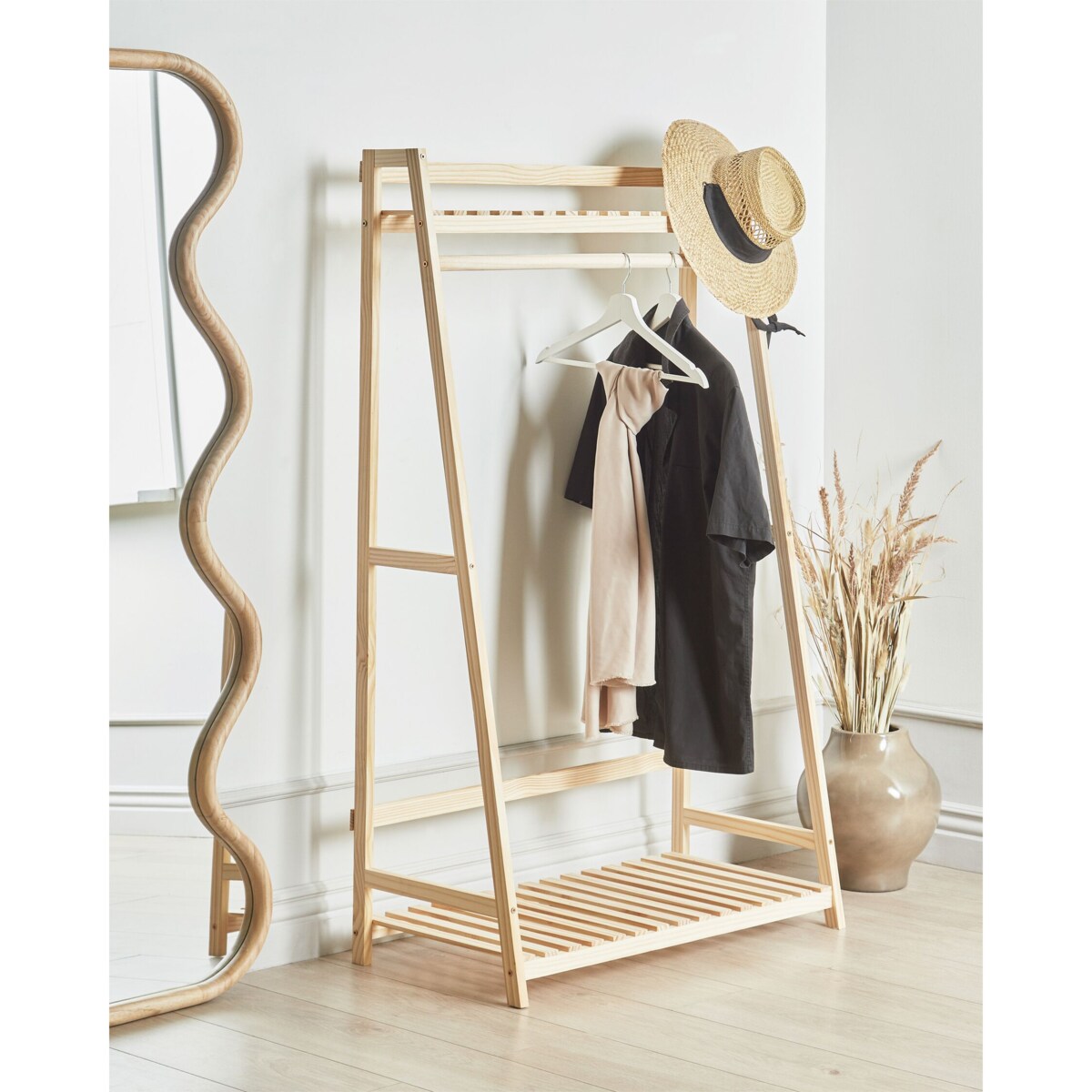 Wieszak stojący jasne drewno BAKER