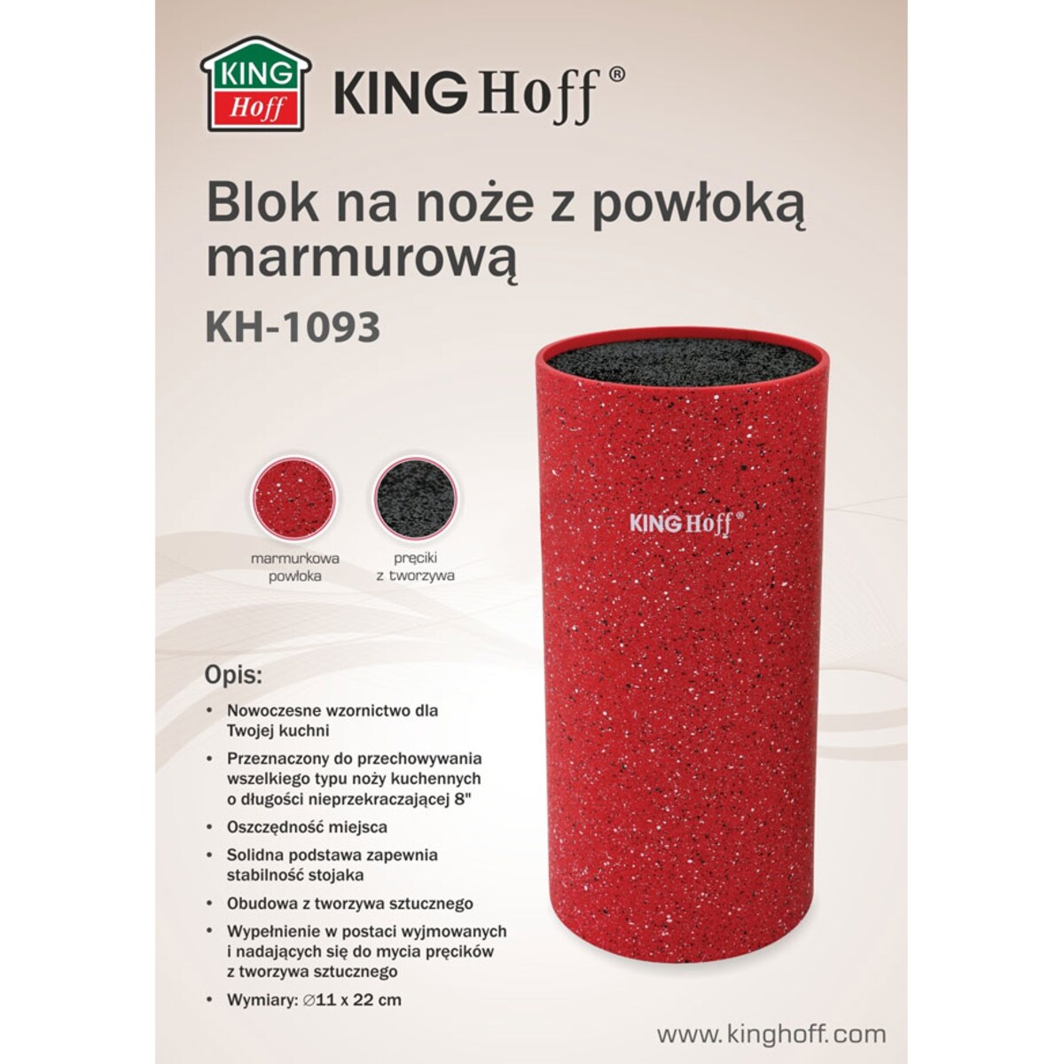 Uniwersalny stojak na noże do noży czerwony KINGHOFF