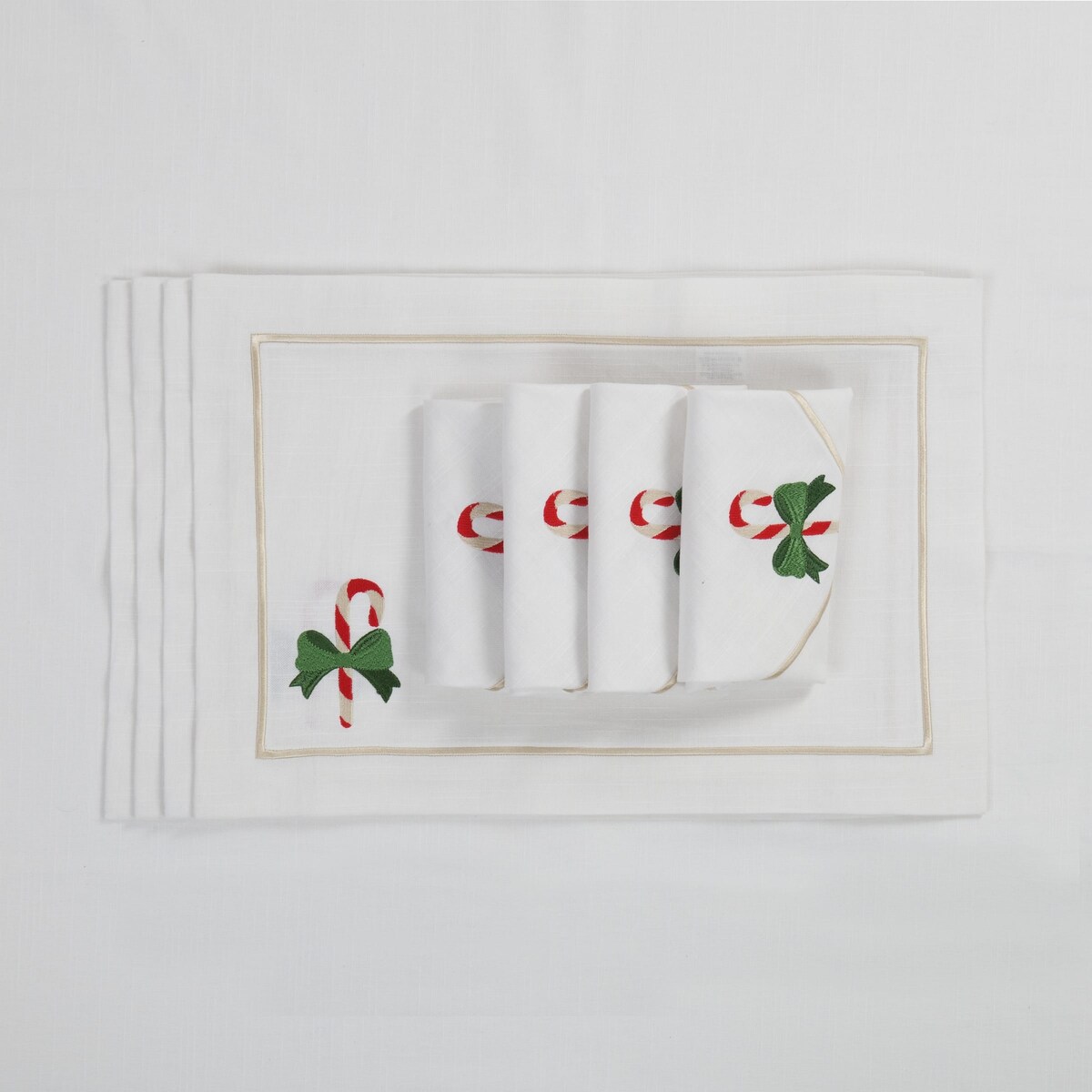 Podkładki Candy Cane & Mistletoe Panama - 4 sztuki