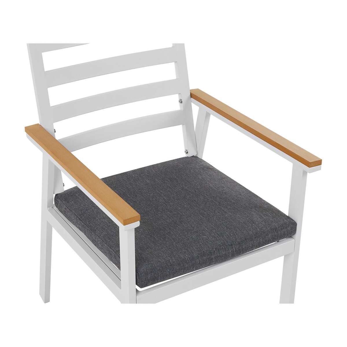 Zestaw ogrodowy stół i 4 krzesła biały z poduszkami szarymi CAVOLI