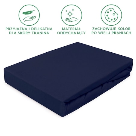 Prześcieradło jersey z gumką 120x200 kolor Ciemny Granat