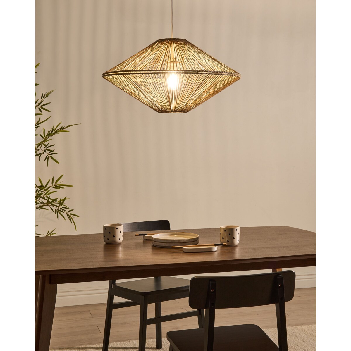 Lampa wisząca CAVES Papierowa plecionka Naturalny