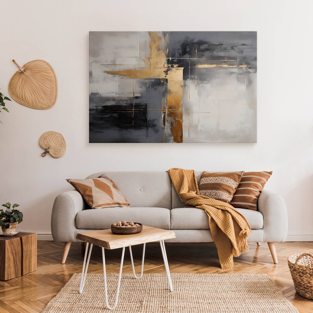 Obraz Do Sypialni Salonu Abstrakcja Akwarele Złoto Styl Glamour 120x80cm