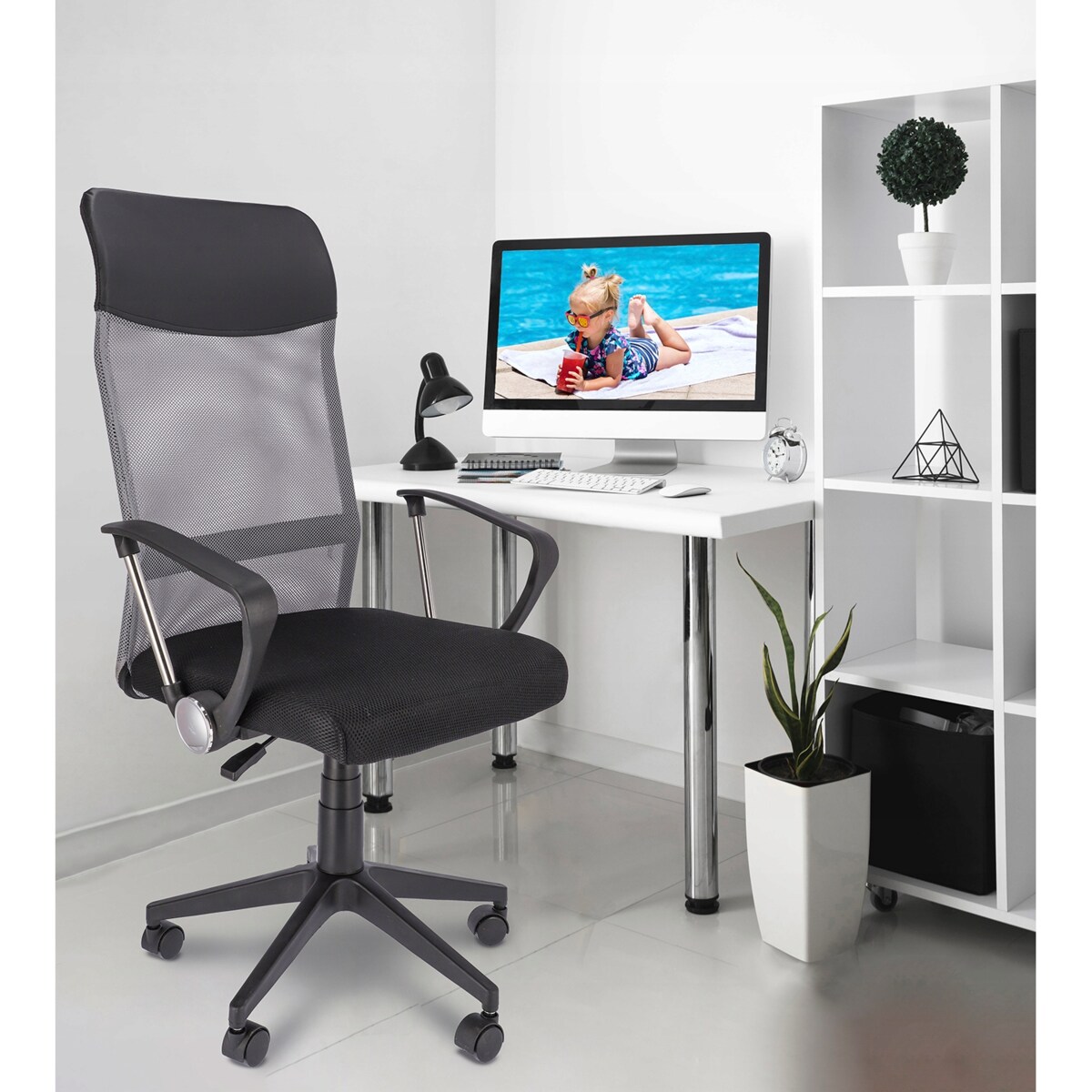 Fotel Krzesło Do Biurka Biura Zoom Ekoskóra Szara