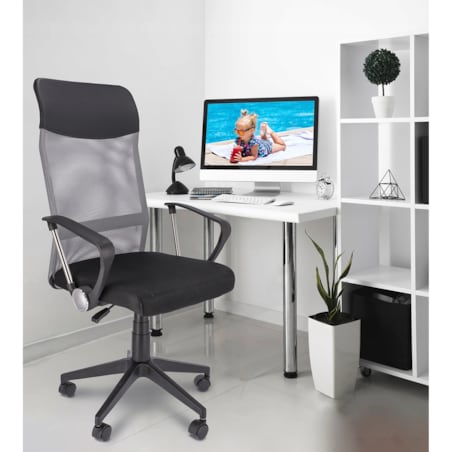 Fotel Krzesło Do Biurka Biura Zoom Ekoskóra Szara