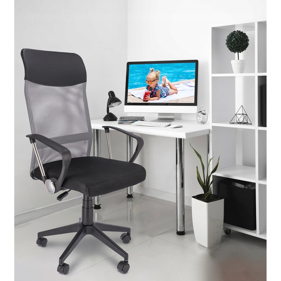 Fotel Krzesło Do Biurka Biura Zoom Ekoskóra Szara