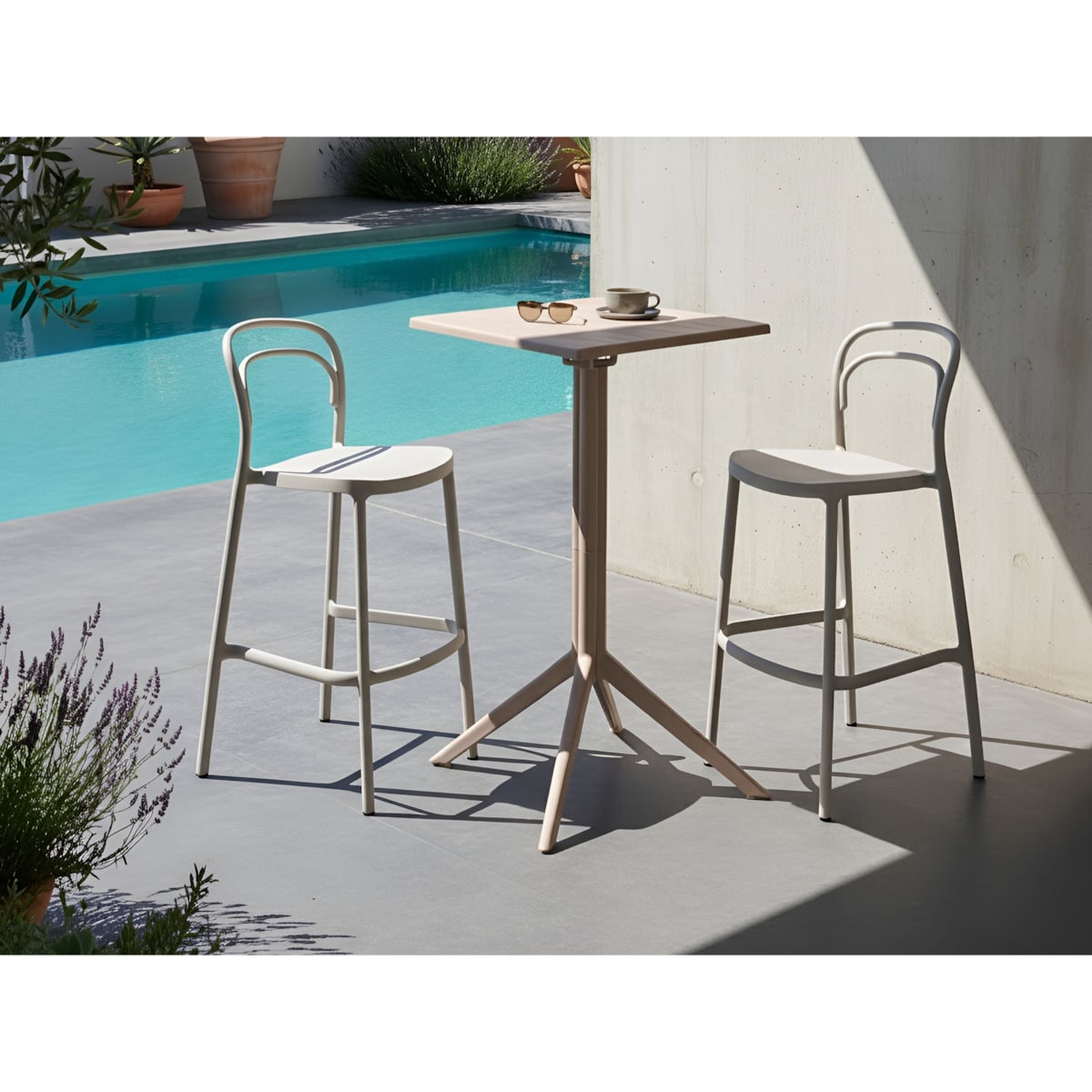 Stolik ogrodowy barowy LEMNOS 60 cm 60 cm Beżowy