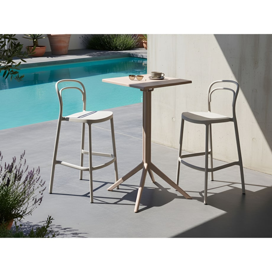 Stolik ogrodowy barowy LEMNOS 60 cm 60 cm Beżowy