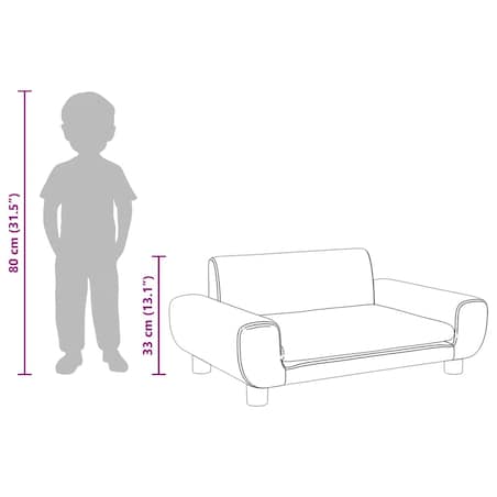 vidaXL Sofa dla dzieci, brązowa, 70x45x33 cm, aksamit