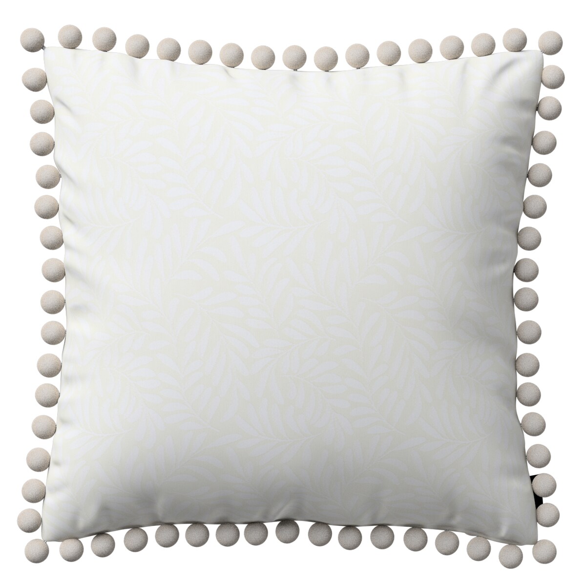 Poszewka Wera na poduszkę 45x45 śmietankowa biel, listki