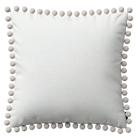 Poszewka Wera na poduszkę 45x45 śmietankowa biel, listki