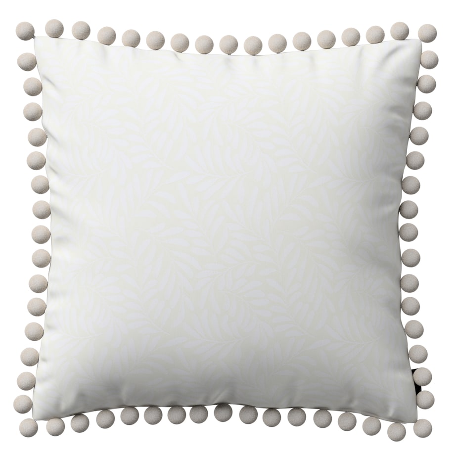 Poszewka Wera na poduszkę 45x45 śmietankowa biel, listki