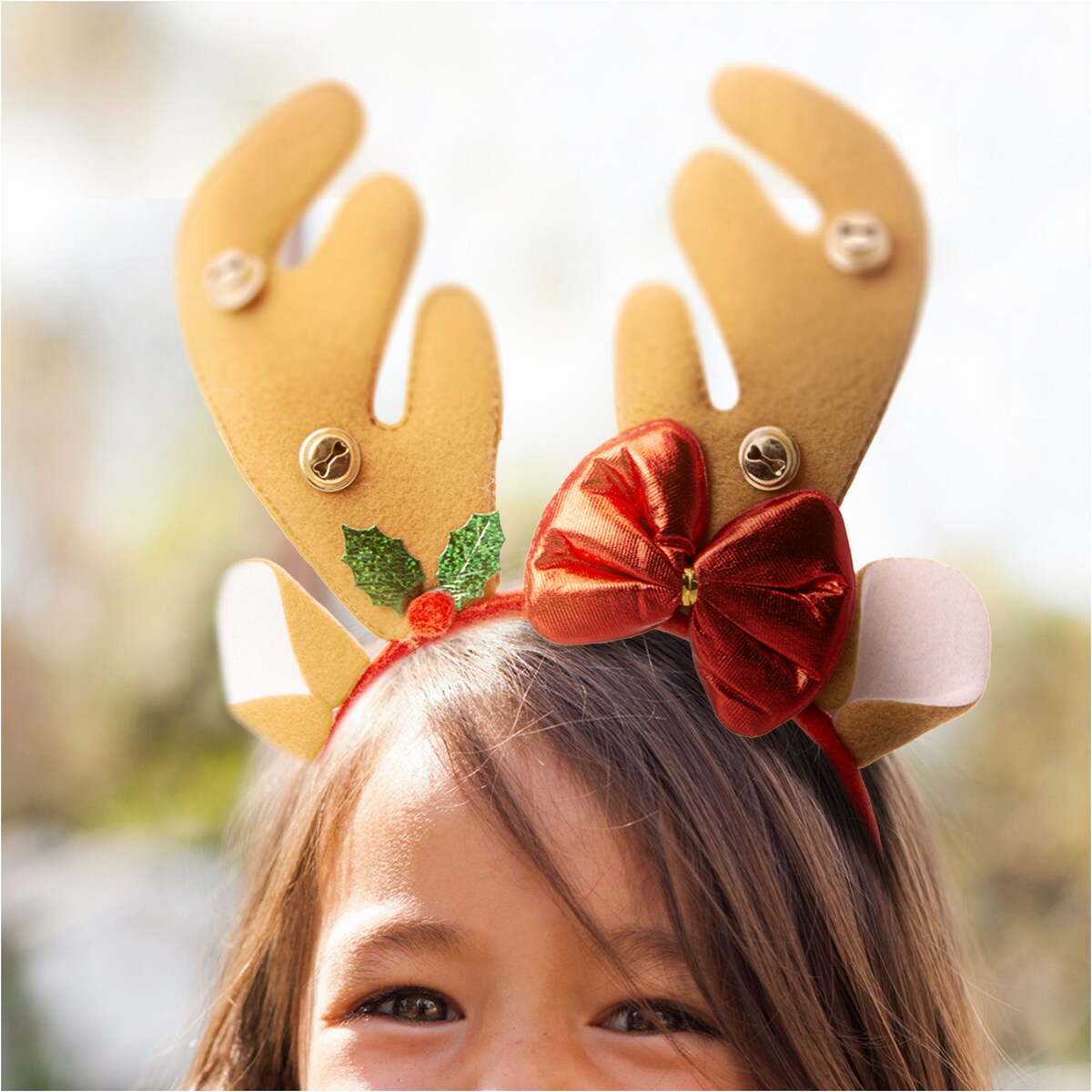 Opaska Na Głowę Rogi Renifera 24X25 Cm Święta Mikołajki Ozdoba Do Włosów Jasnobrązowe