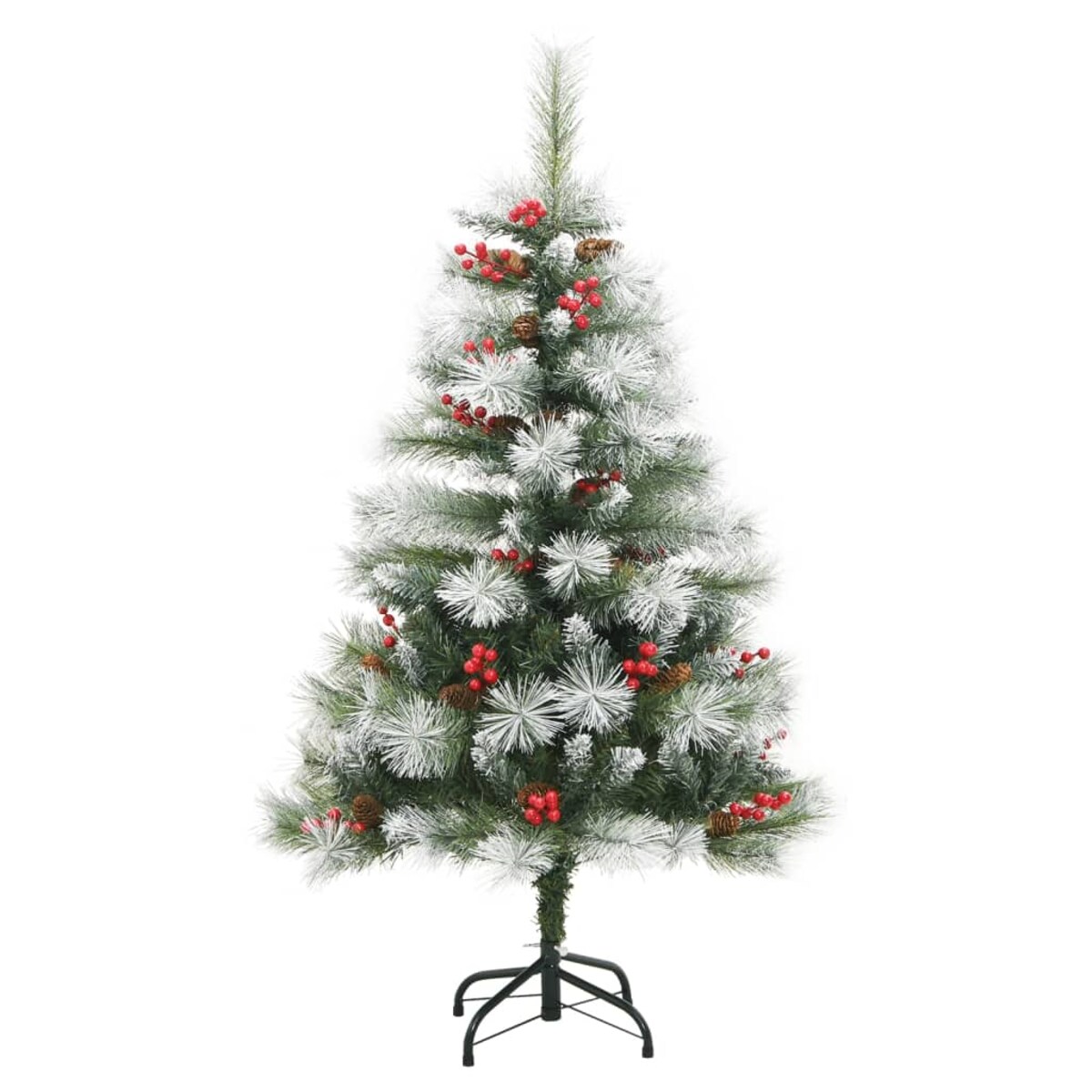 vidaXL Sztuczna choinka na zawiasach, z szyszkami i jagodami, 150 cm