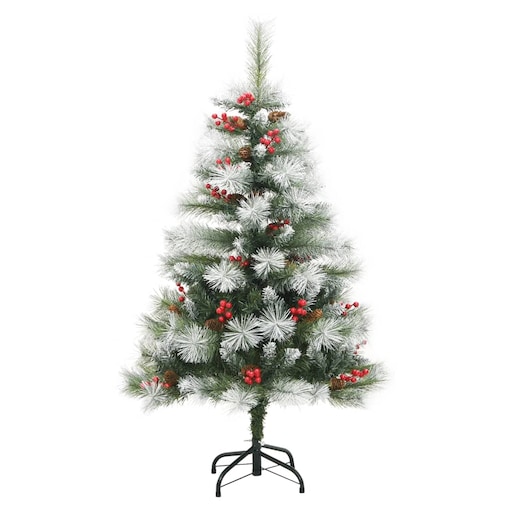 vidaXL Sztuczna choinka na zawiasach, z szyszkami i jagodami, 150 cm