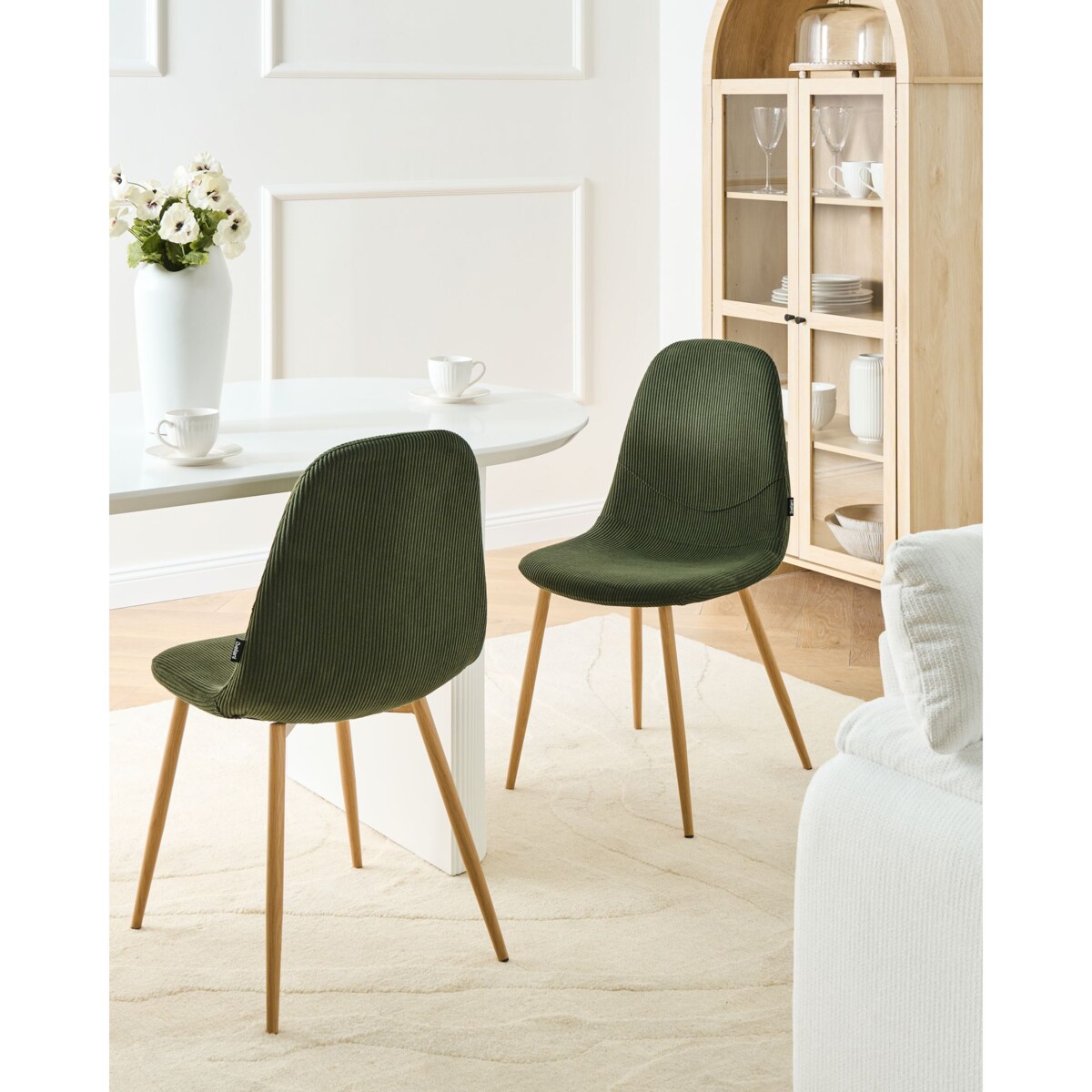 Zestaw 2 krzeseł do jadalni HILDEN Sztruks Zielony