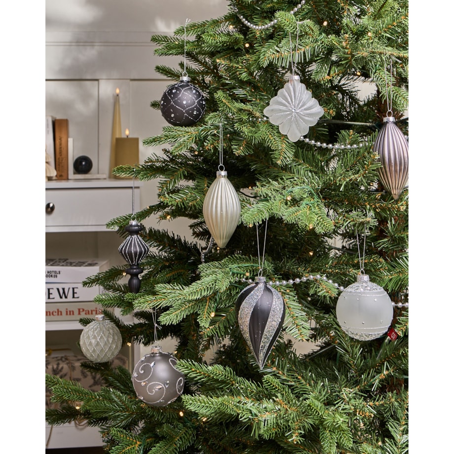 Zestaw 35 bombek FROSTFALL Szkło Szary