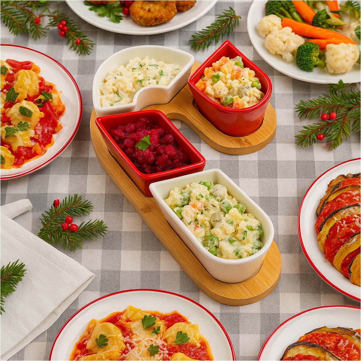 Deska Do Serwowania Na Boże Narodzenie Świąteczna Laska Cukrowa Zestaw 5 Elementów