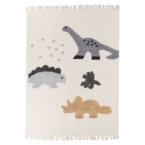 Dywan dziecięcy bawełniany w dinozaury 140 x 200 cm beżowy GHARTA