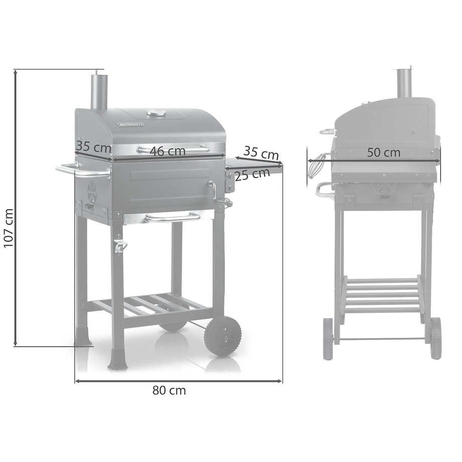 Grill węglowy ogrodowy Berdsen BD-894 komin stalowy ruszt 57x43 cm + termometr duży