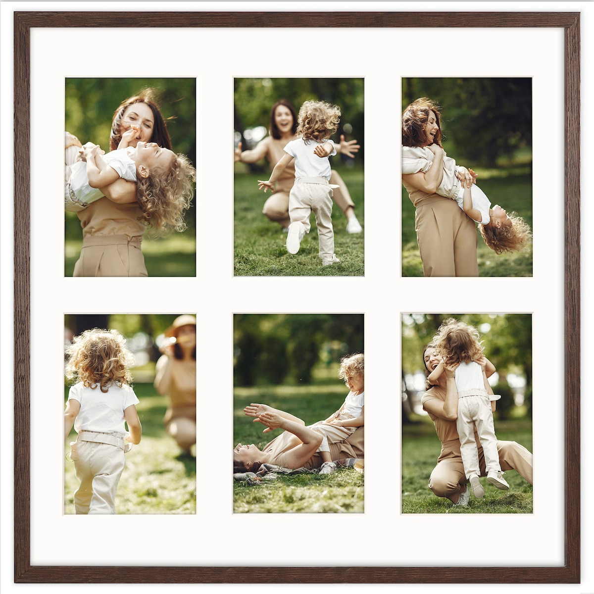 Ramka na zdjęcia 6x 10x15 cm brązowa galeria zdjęć multirama collage 40x40 cm FRAMAI