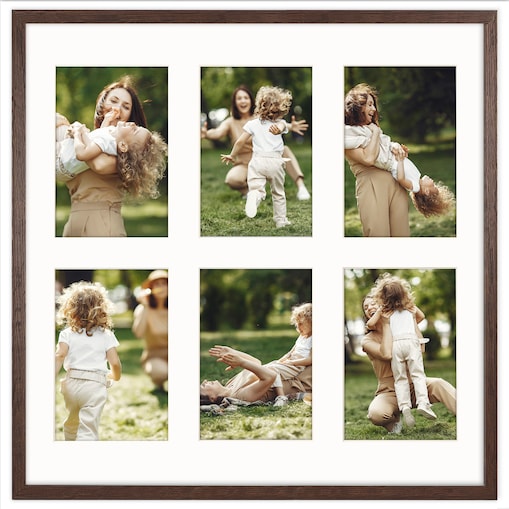 Ramka na zdjęcia 6x 10x15 cm brązowa galeria zdjęć multirama collage 40x40 cm FRAMAI