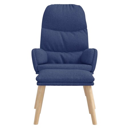 vidaXL Fotel z podnóżkiem, niebieski, obity tkaniną