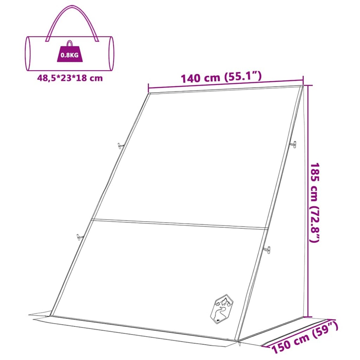 vidaXL Namiot z dachem Inny Zielony 140 / 190 x 150 x 185 cm