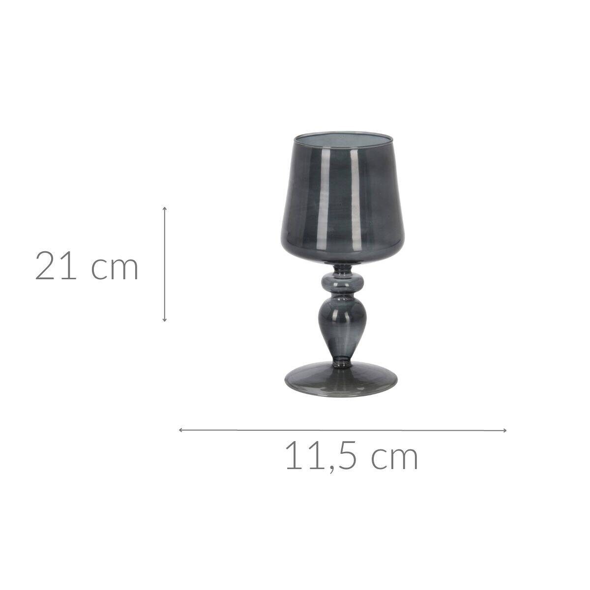Szklany świecznik na nóżce, 21 cm
