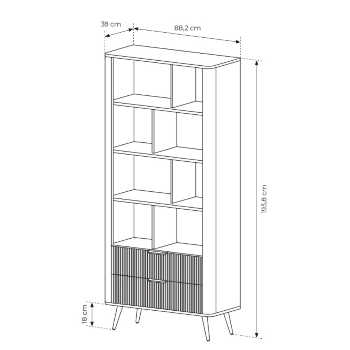 Regał do salonu LENA beżowy na złotych nóżkach