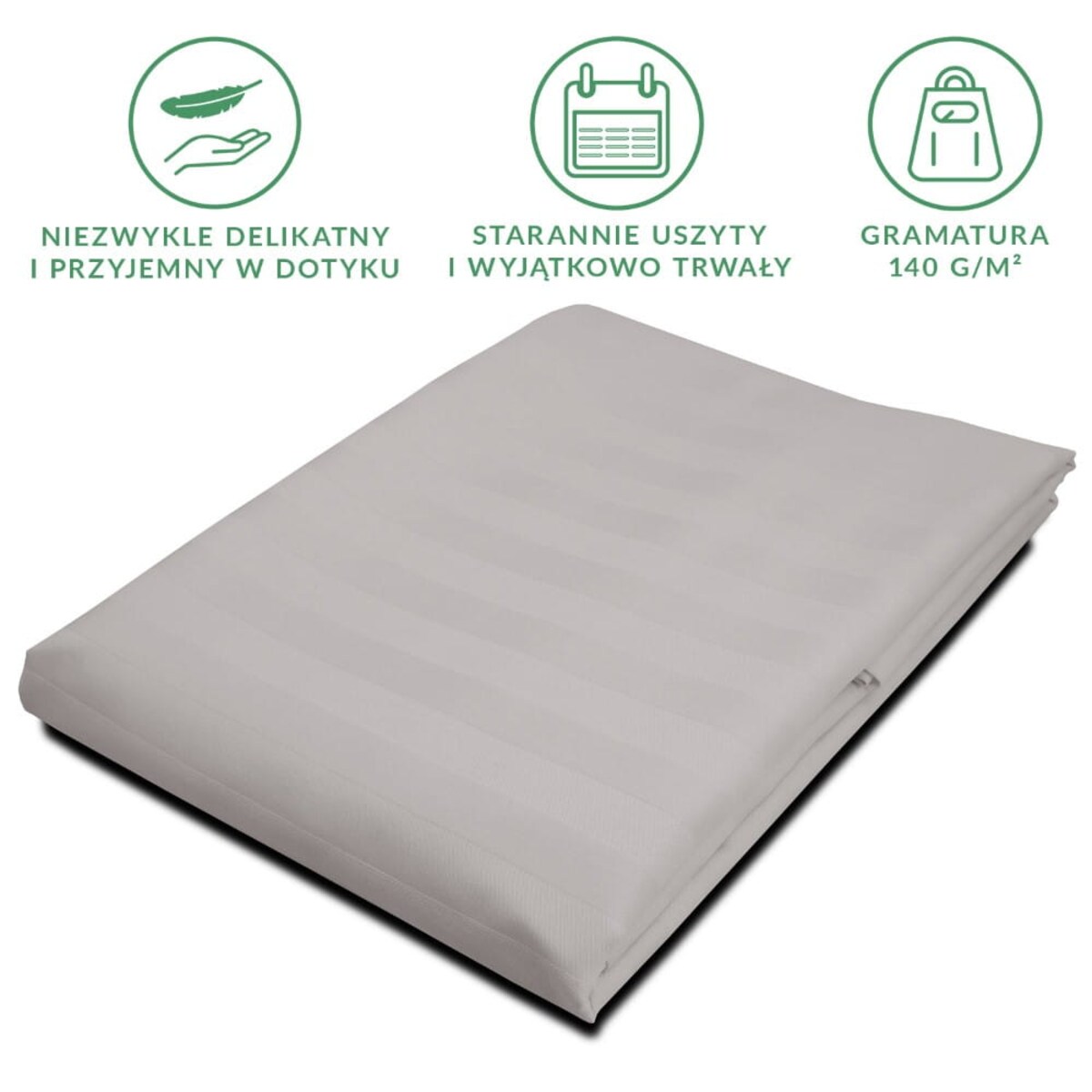 Prześcieradło bambusowe satyna bawełniana 220x260 Bamboo paski, szare