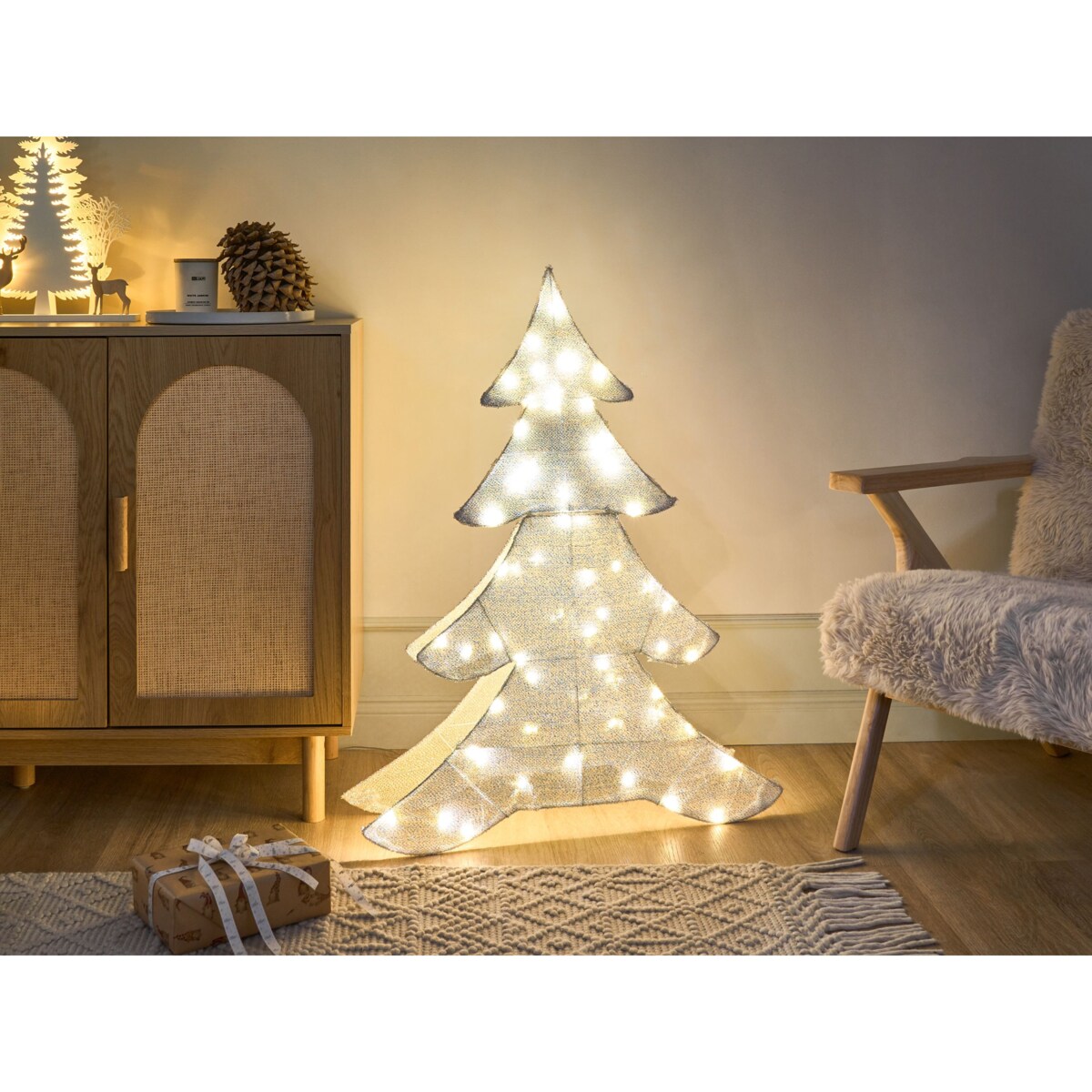 Dekoracja ogrodowa LED EDASJON Choinka 95 cm Biały