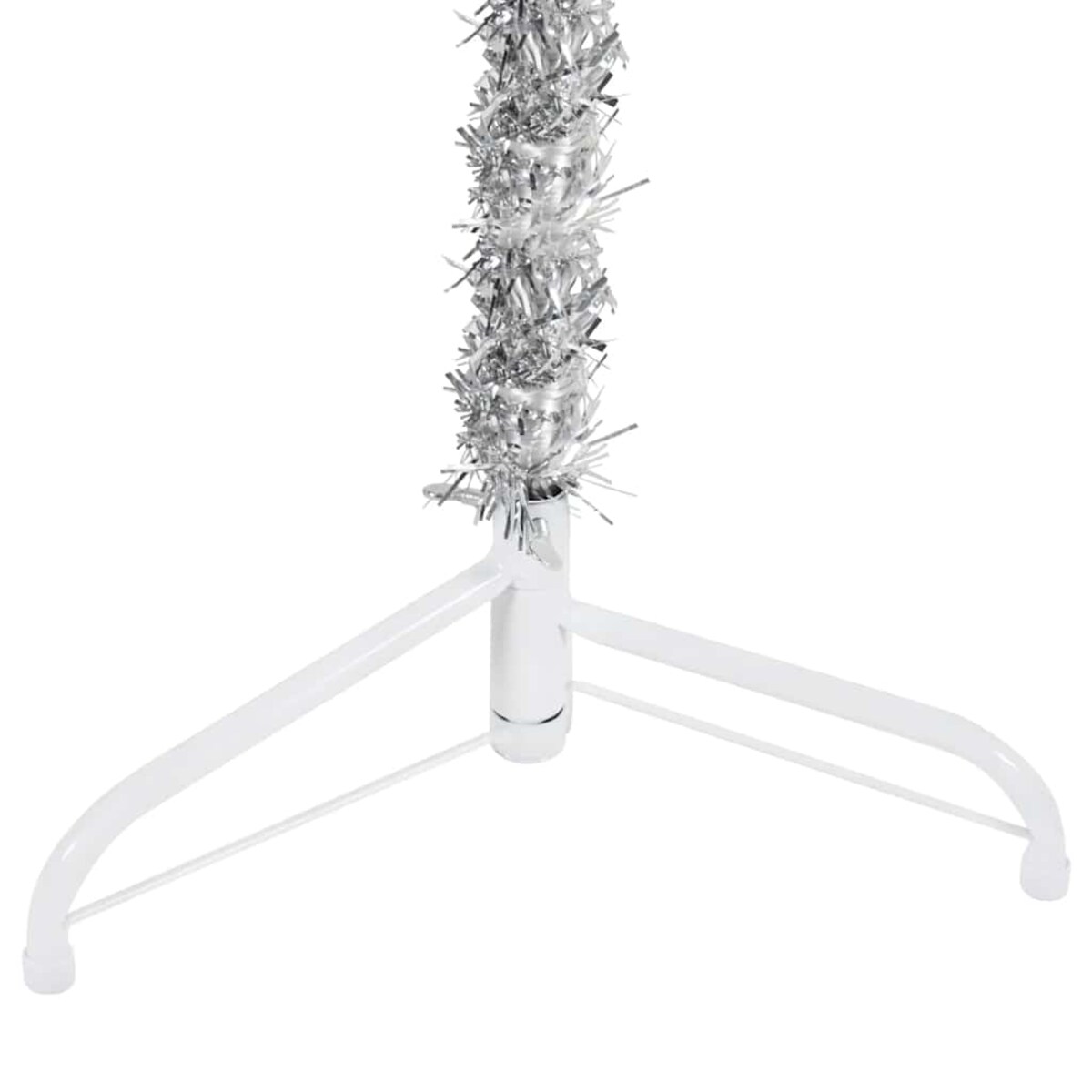 vidaXL Smukła choinka połówka ze stojakiem, sztuczna, srebrna, 120 cm