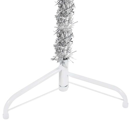 vidaXL Smukła choinka połówka ze stojakiem, sztuczna, srebrna, 120 cm