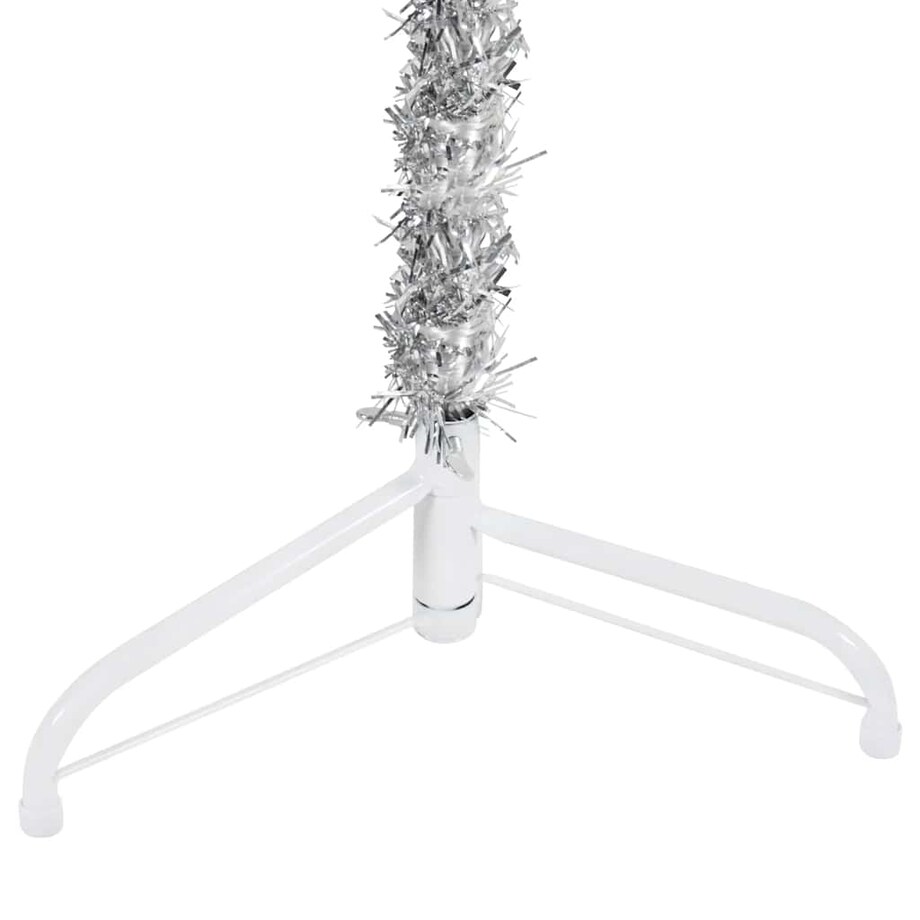vidaXL Smukła choinka połówka ze stojakiem, sztuczna, srebrna, 120 cm
