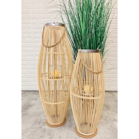 Lampion Bambusowy Rattanowy Latarnia 95 Cm