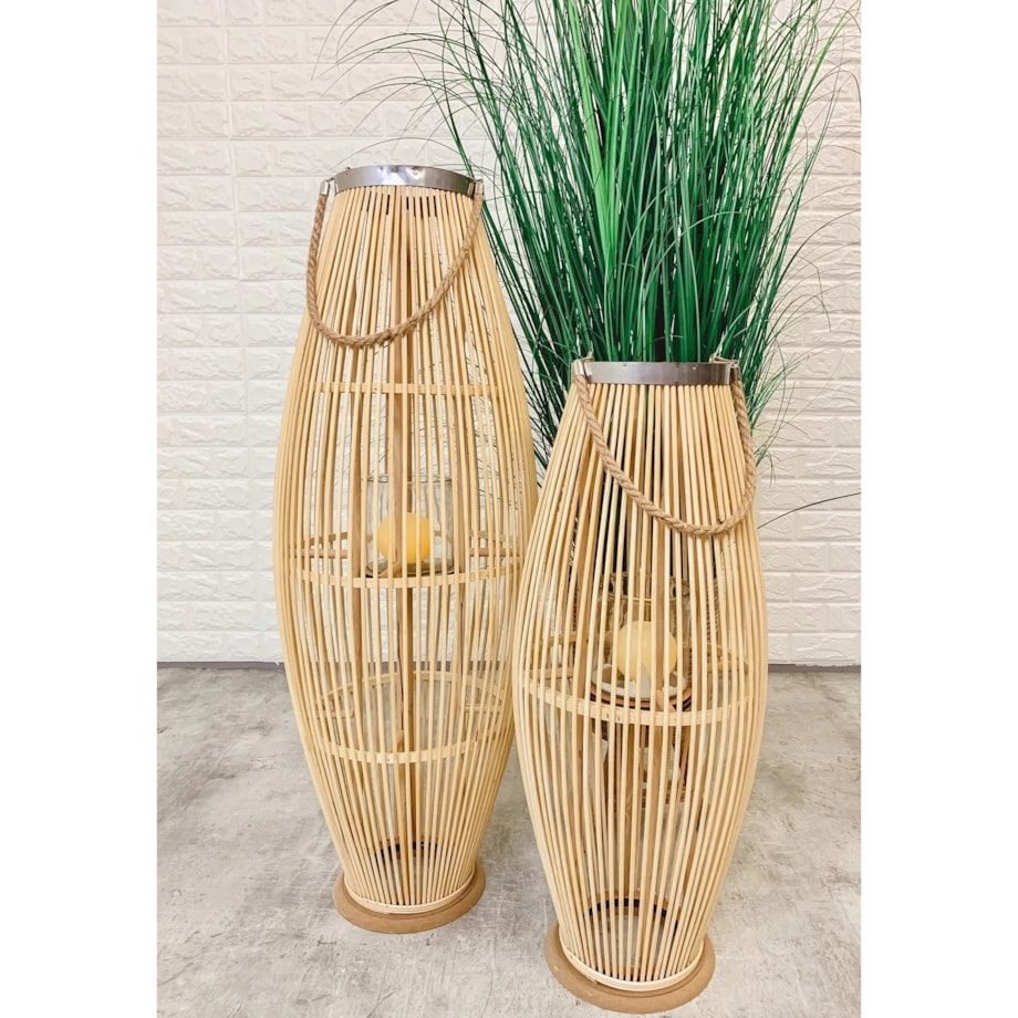 Lampion Bambusowy Rattanowy Latarnia 95 Cm