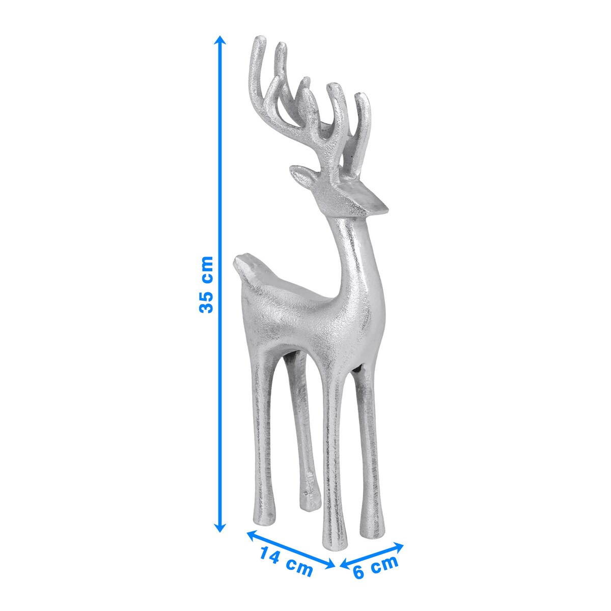 Renifer Figurka Duża Świąteczna Stojąca Dekoracja Ozdoba Srebrna 35 Cm