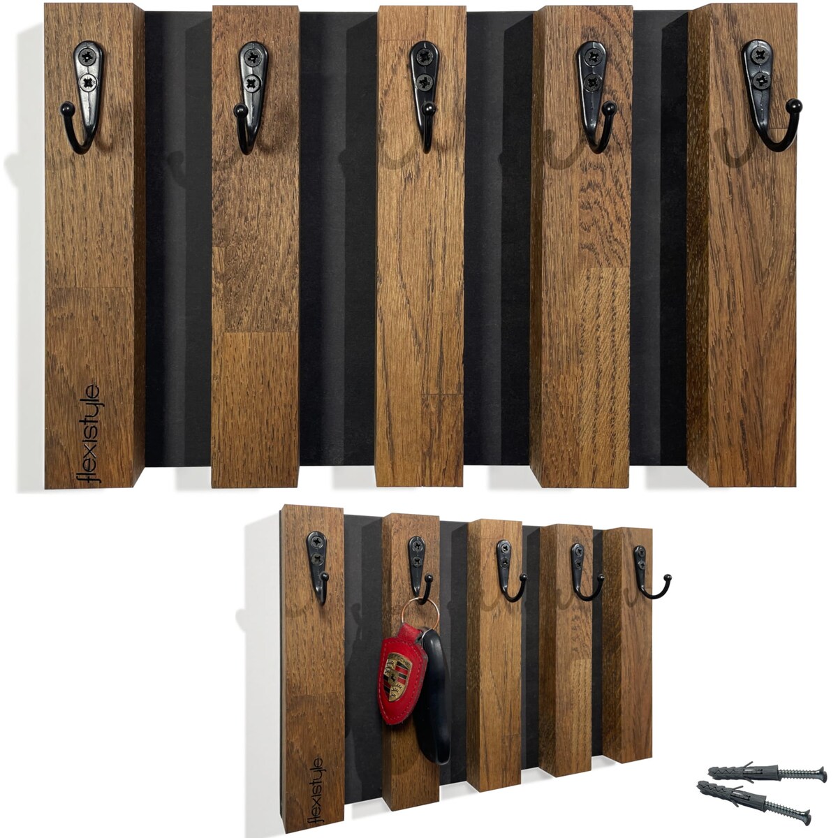 Drewniany wieszak na klucze Lamele 30cm brązowy