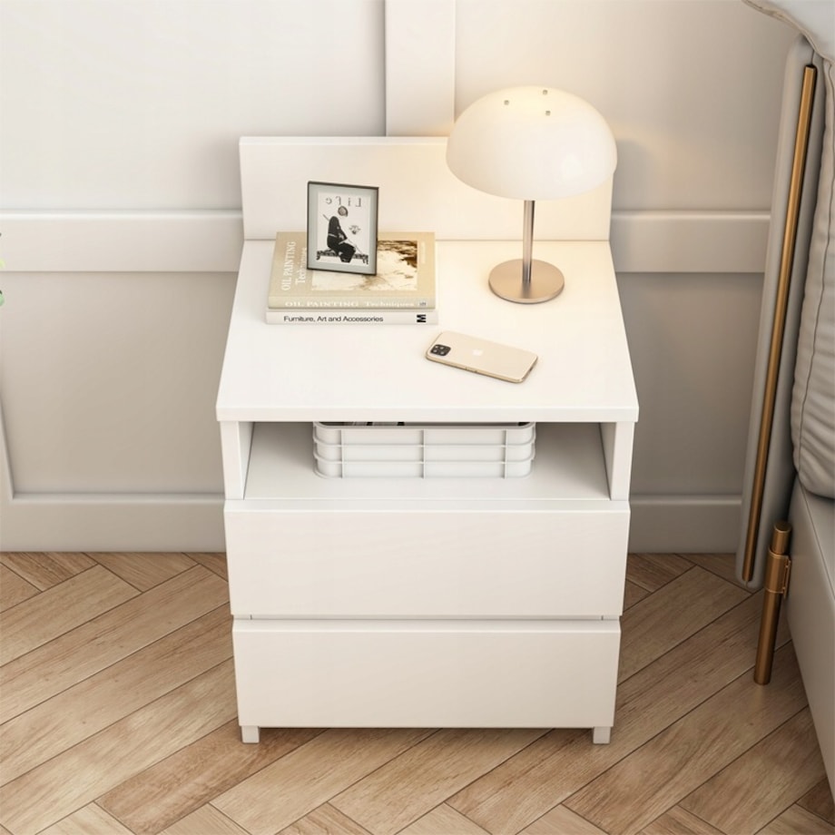 Szafka nocna stolik sypialnia komoda 2 szuflady biała loft nowoczesna 40cm