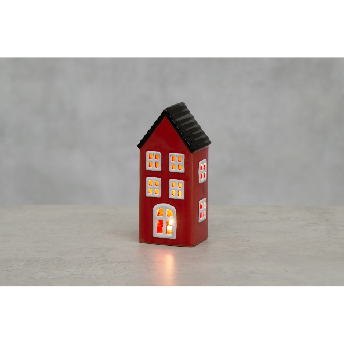 Lampion ceramiczny domek COPENHAGEN z oświetleniem LED, 6,5 x 8 x 17 cm