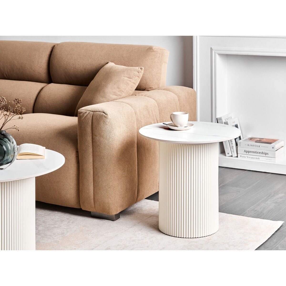 Stolik pomocniczy ceramiczny jasnobeżowy LEONA