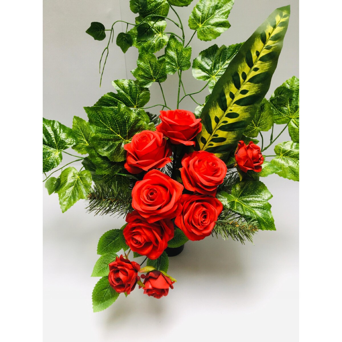 GOTOWY STROIK RÓŻA czerwona wkład do flakonu wiązanka na cmentarz KWIATY