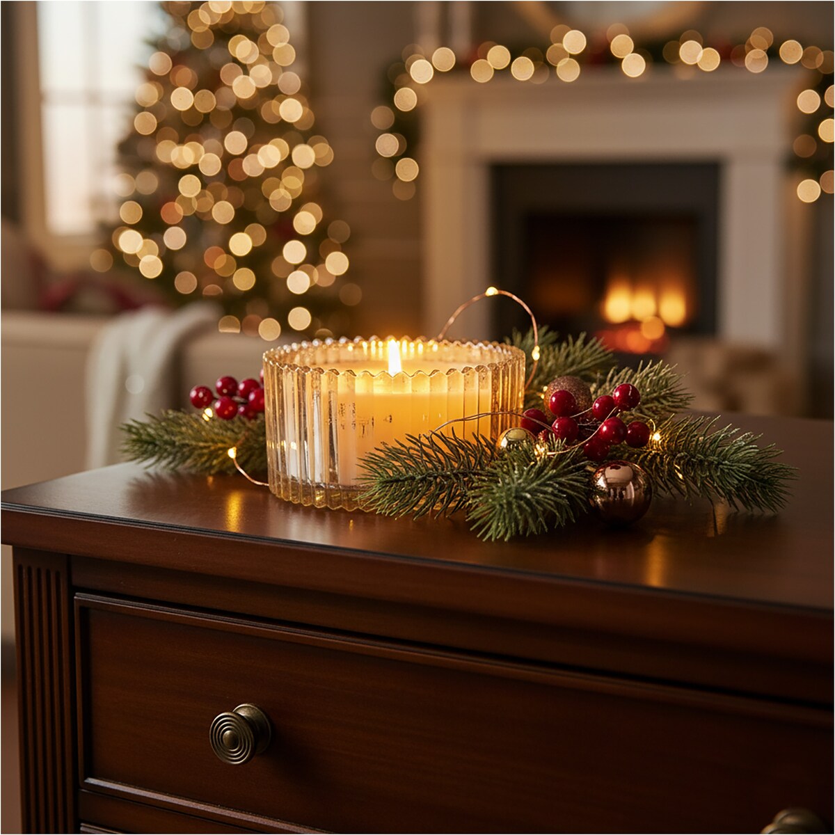 Świeca Dekoracyjna Szklana Świąteczna Ozdobna 10X5 CM Kolor Złoty