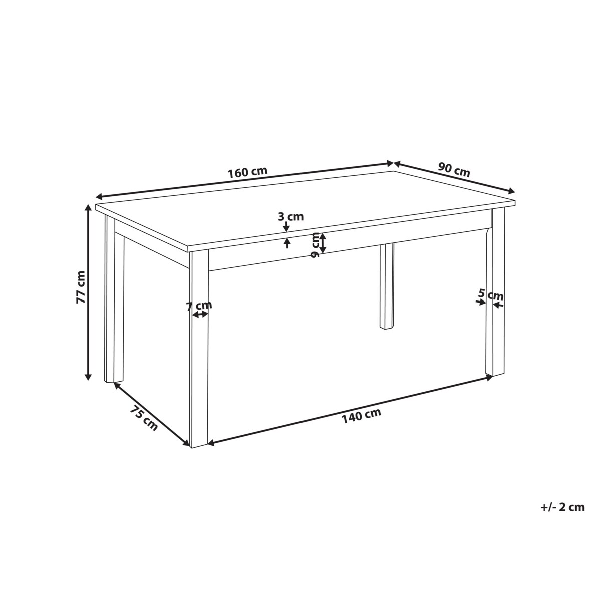 Stół do jadalni GISELA Dąb jasny 160 cm 90 cm
