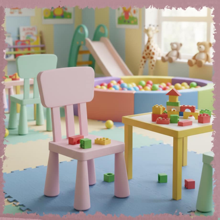 Krzesełko dla dzieci plastikowe z oparciem wygodne do pokoju różowe