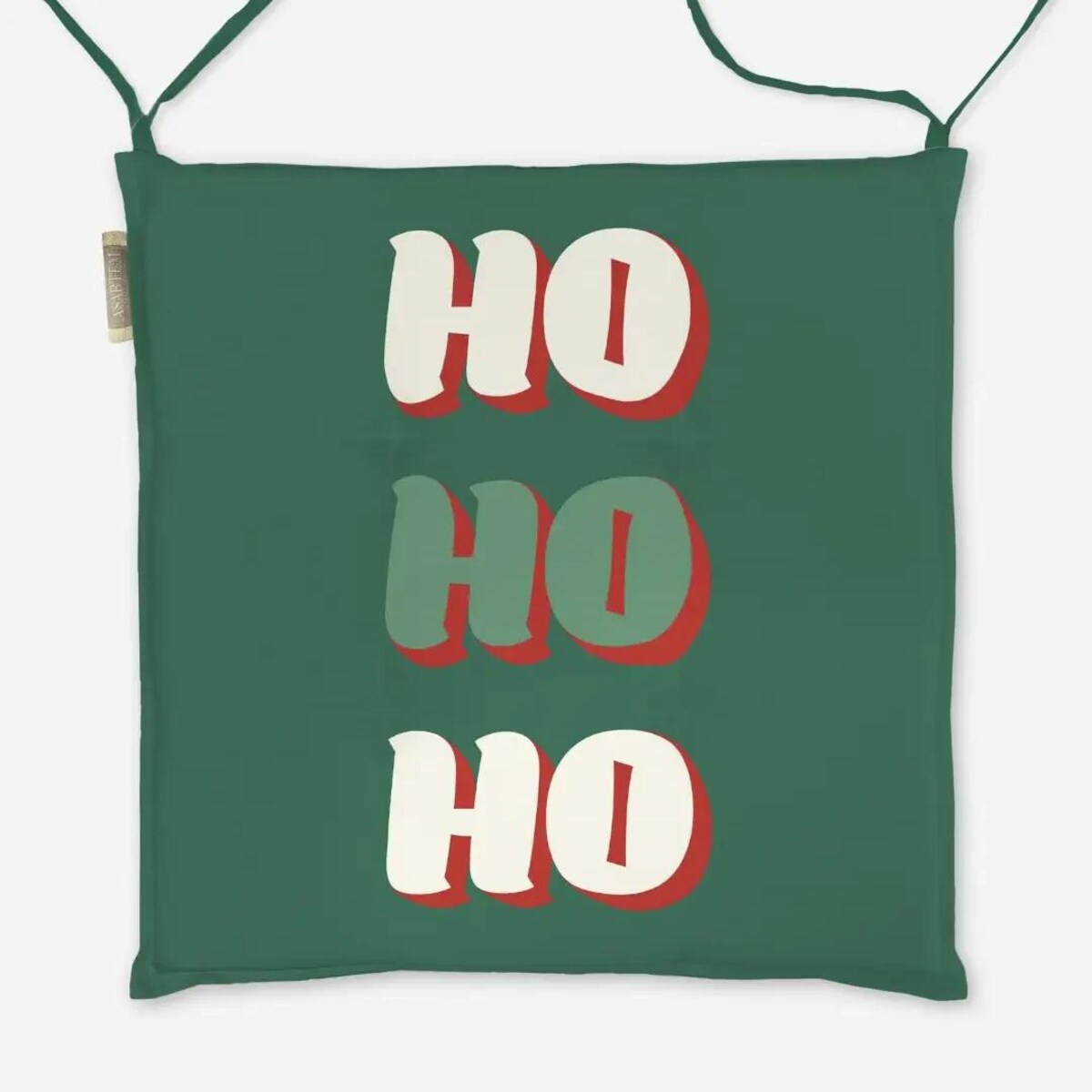 Poduszka świąteczna na krzesło - HO HO HO - zielone tło