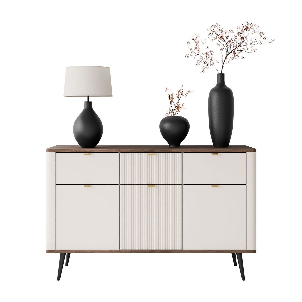 Komoda AUTUMN 3D3S na wysokich nóżkach, kaszmir / orzech