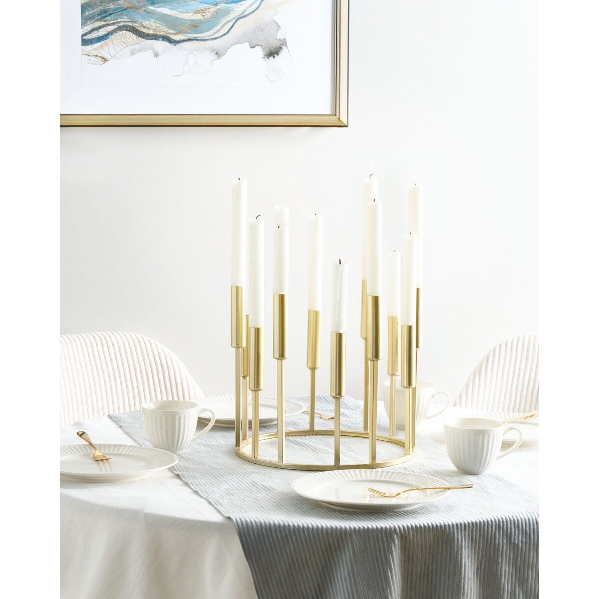 Świecznik TRAFARIA Metal 26 cm Złoty