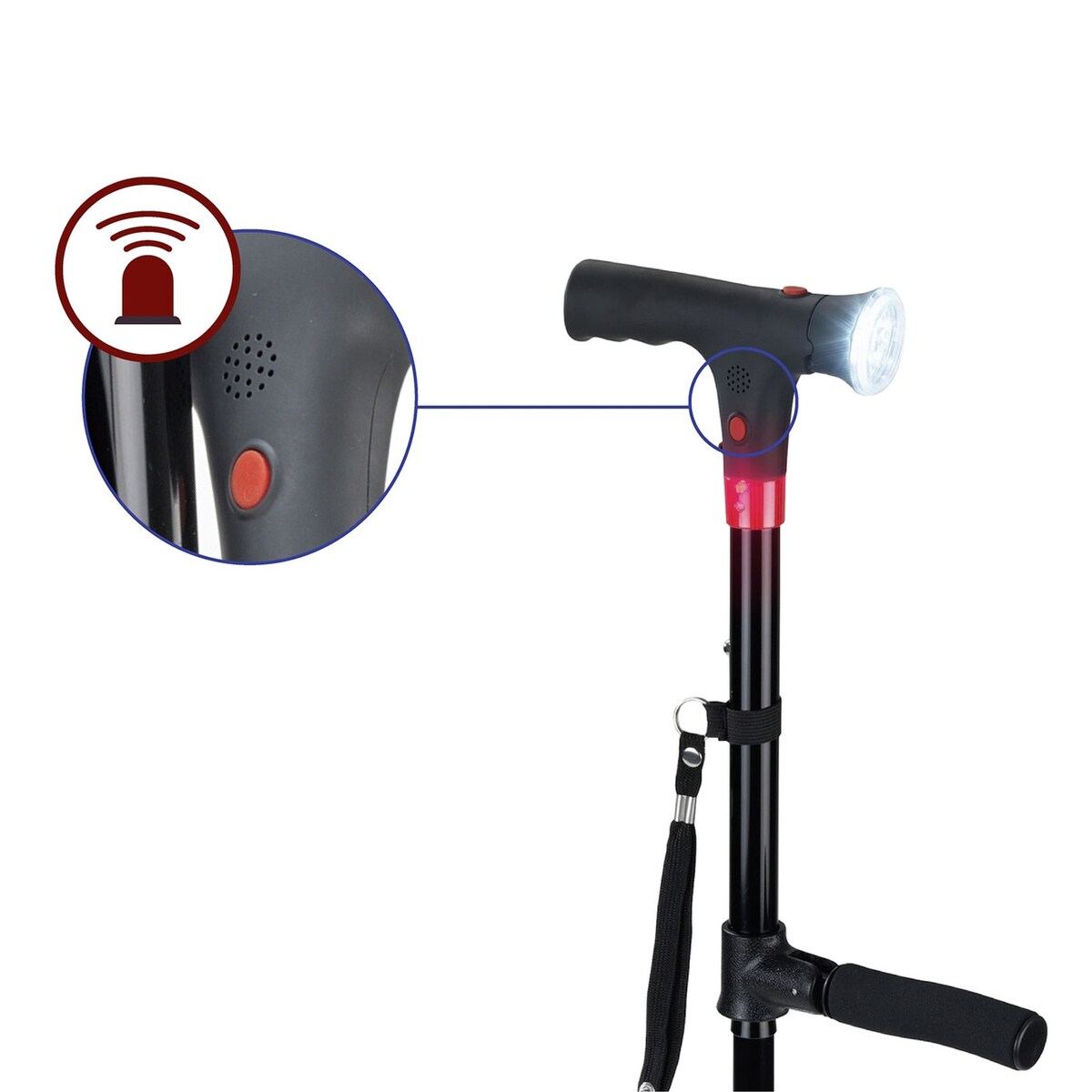 Wielofunkcyjna laska z funkcją LED i stabilizacją